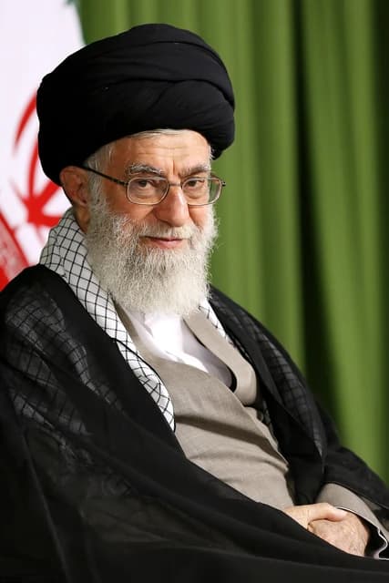 Ali Khamenei, Supreme Leader of Iran, sitting and looking forward.
