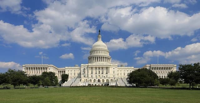 United States Capitol Building, the meeting place of the US Congress, in Washington.