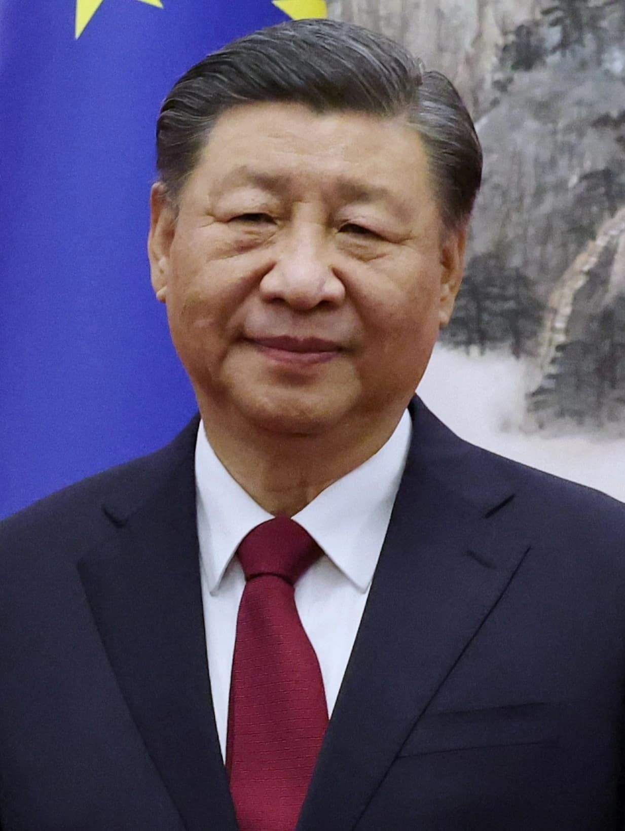 Xi Jinping, President of China, looks directly at the camera.
