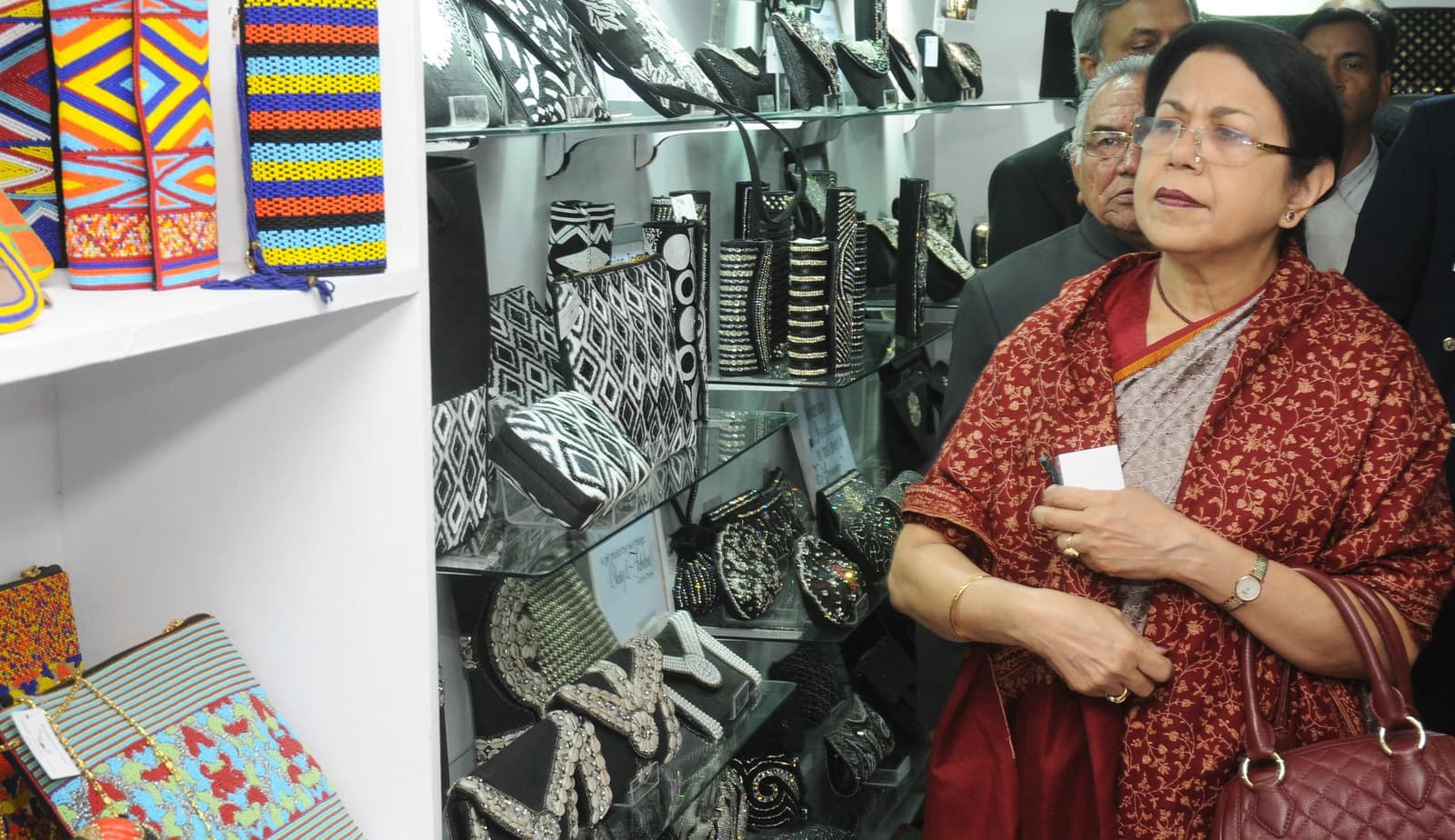 Zohra Chatterji, Secretary of the Ministry of Textiles, visiting the Indian Handicrafts & Gifts Fair.