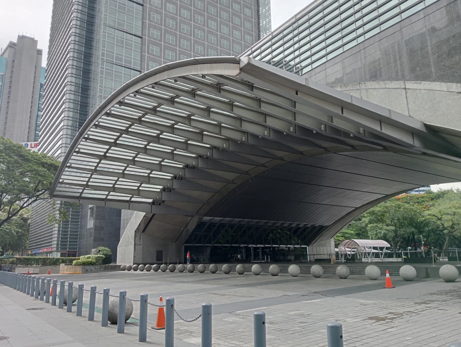 Exterior view of the Philippine Stock Exchange Plaza in Makati City, Philippines.