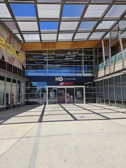 Entrance of Midland Gate shopping centre showing 'Midland Gate' and 'Hoyts' signage.