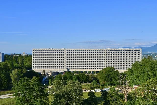 Exterior of the International Labour Organization headquarters building in Geneva, Switzerland.