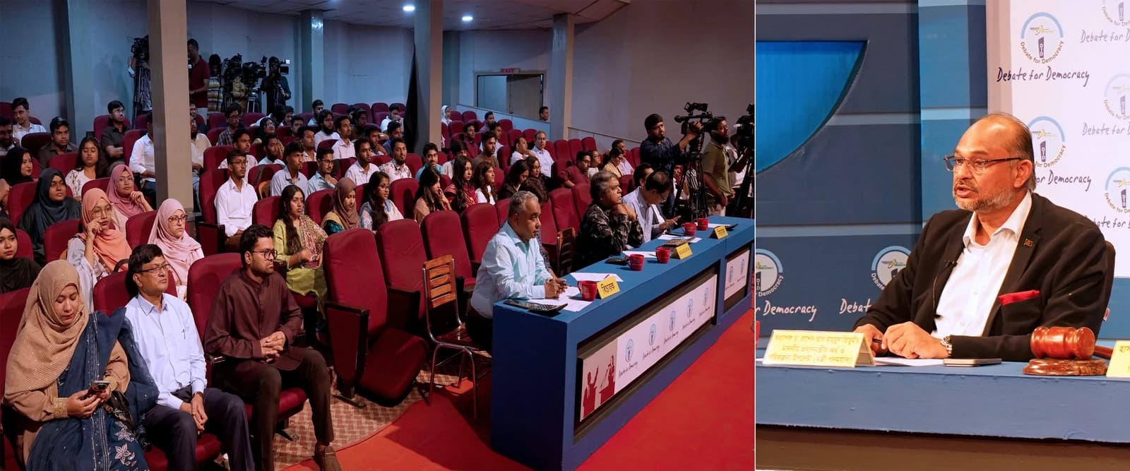 Rashed Al Mahmud Titumir speaks at a pre-budget shadow parliament in Tejgaon.