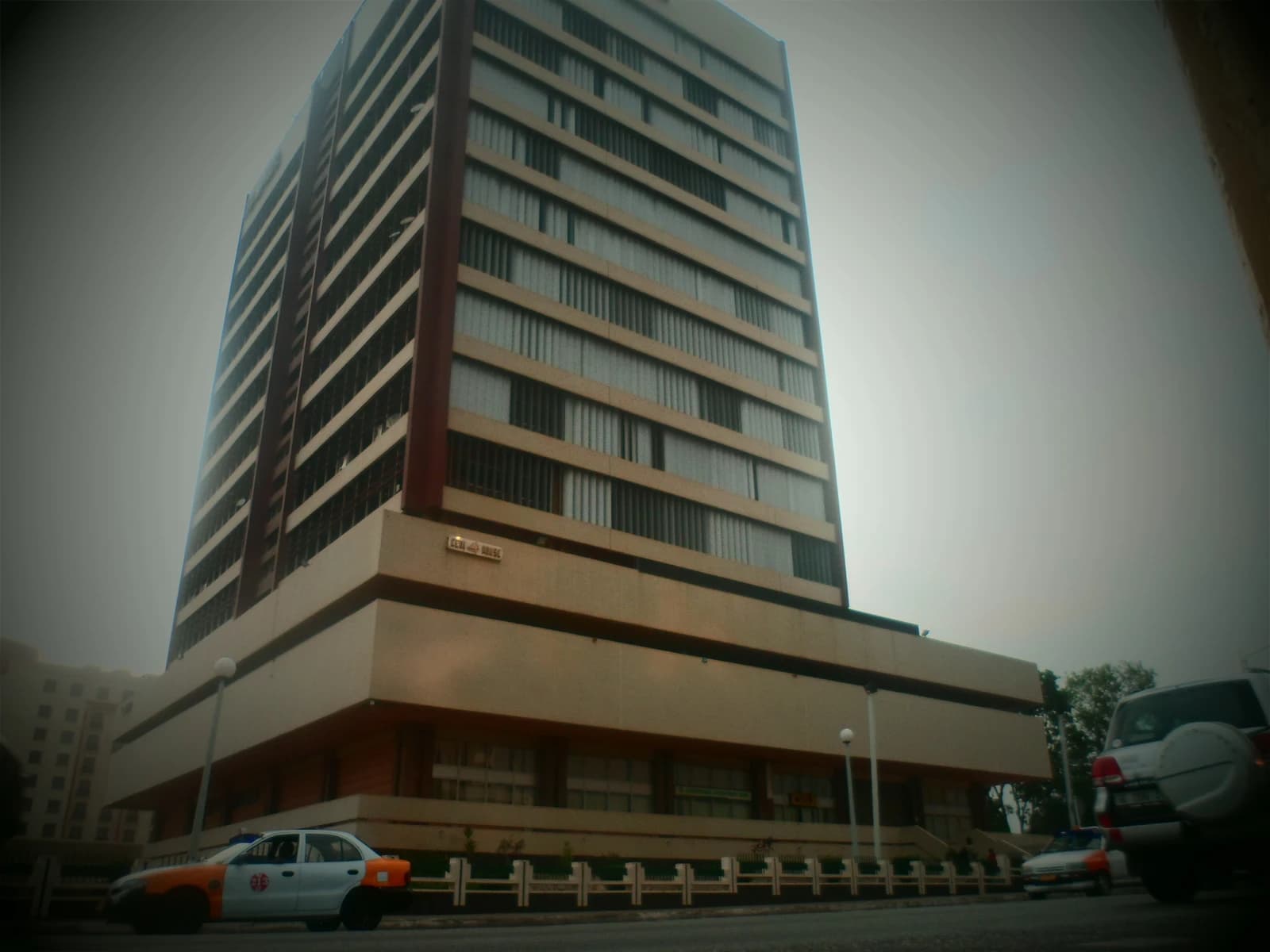The Cedi House building, a financial landmark in Accra, Ghana.