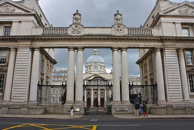 Exterior view of the Department of the Taoiseach, Government Buildings in Dublin.