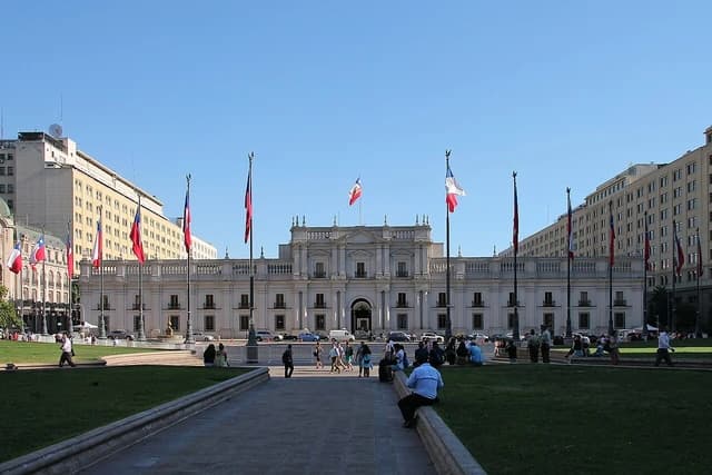 La Moneda Palace, the seat of the President of the Republic of Chile, in Santiago.