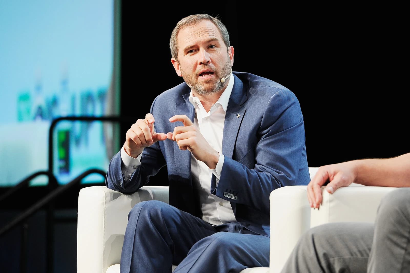 Brad Garlinghouse, CEO of Ripple, speaking at TechCrunch Disrupt in San Francisco.