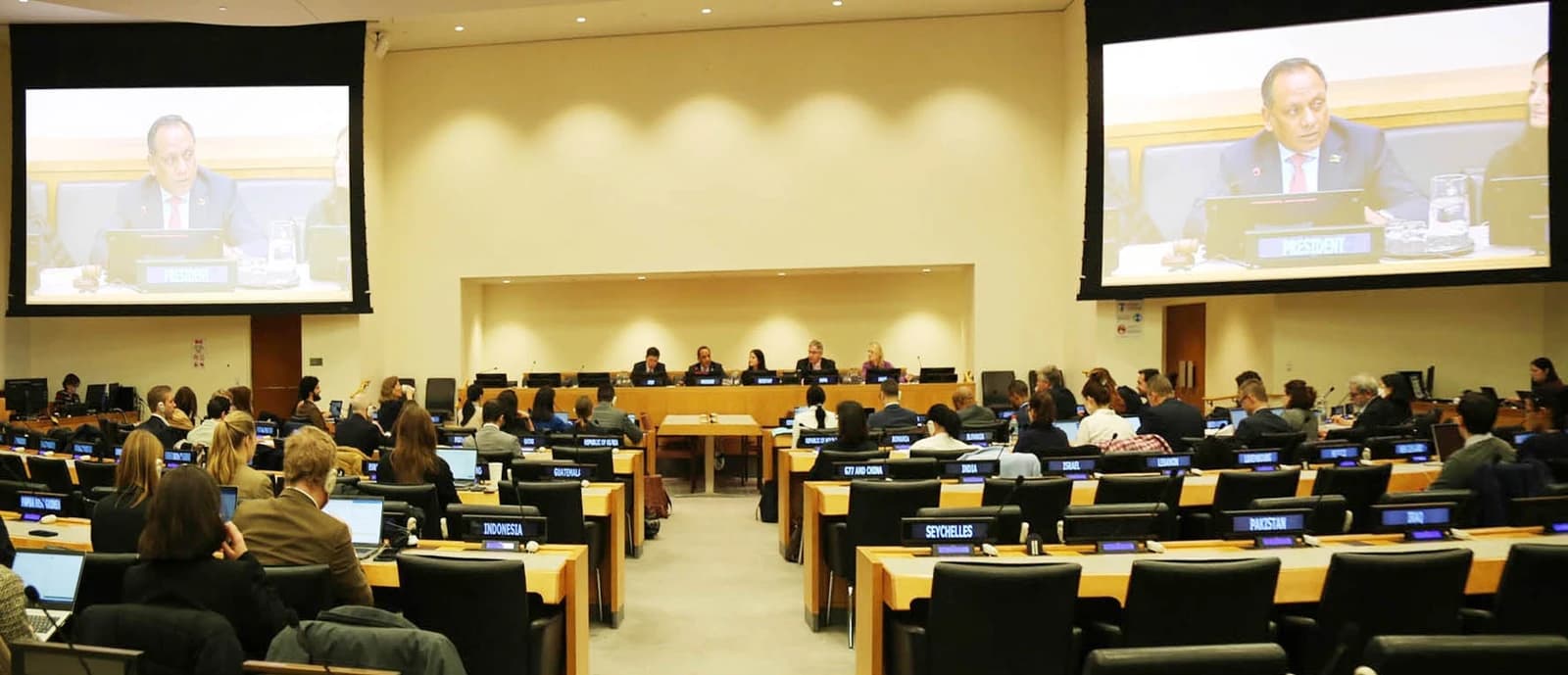 Muhammad Abdul Muhith, permanent representative of Bangladesh, speaking at a United Nations event.