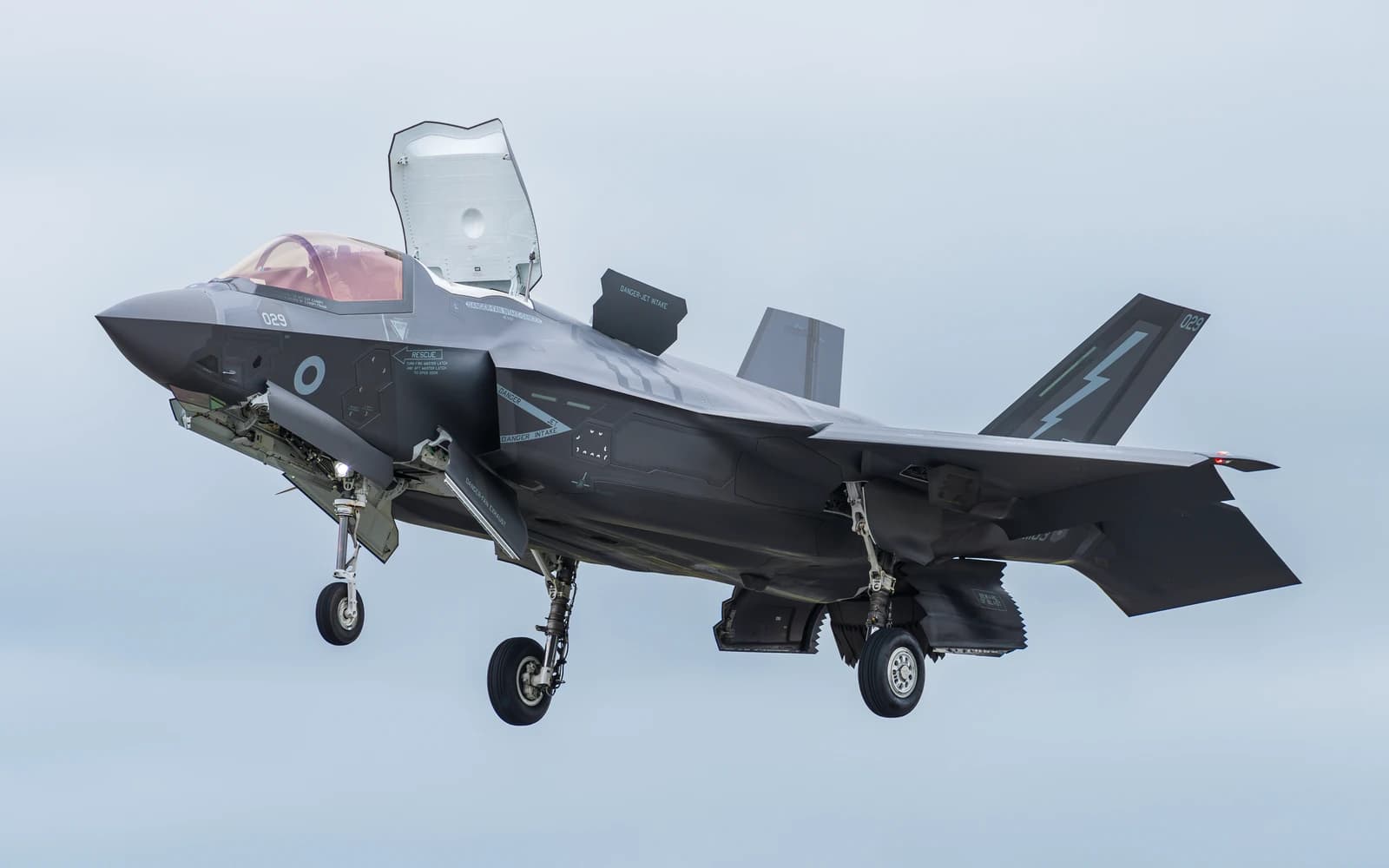 RAF Lockheed Martin F-35A Lightning II ZM163 in flight.