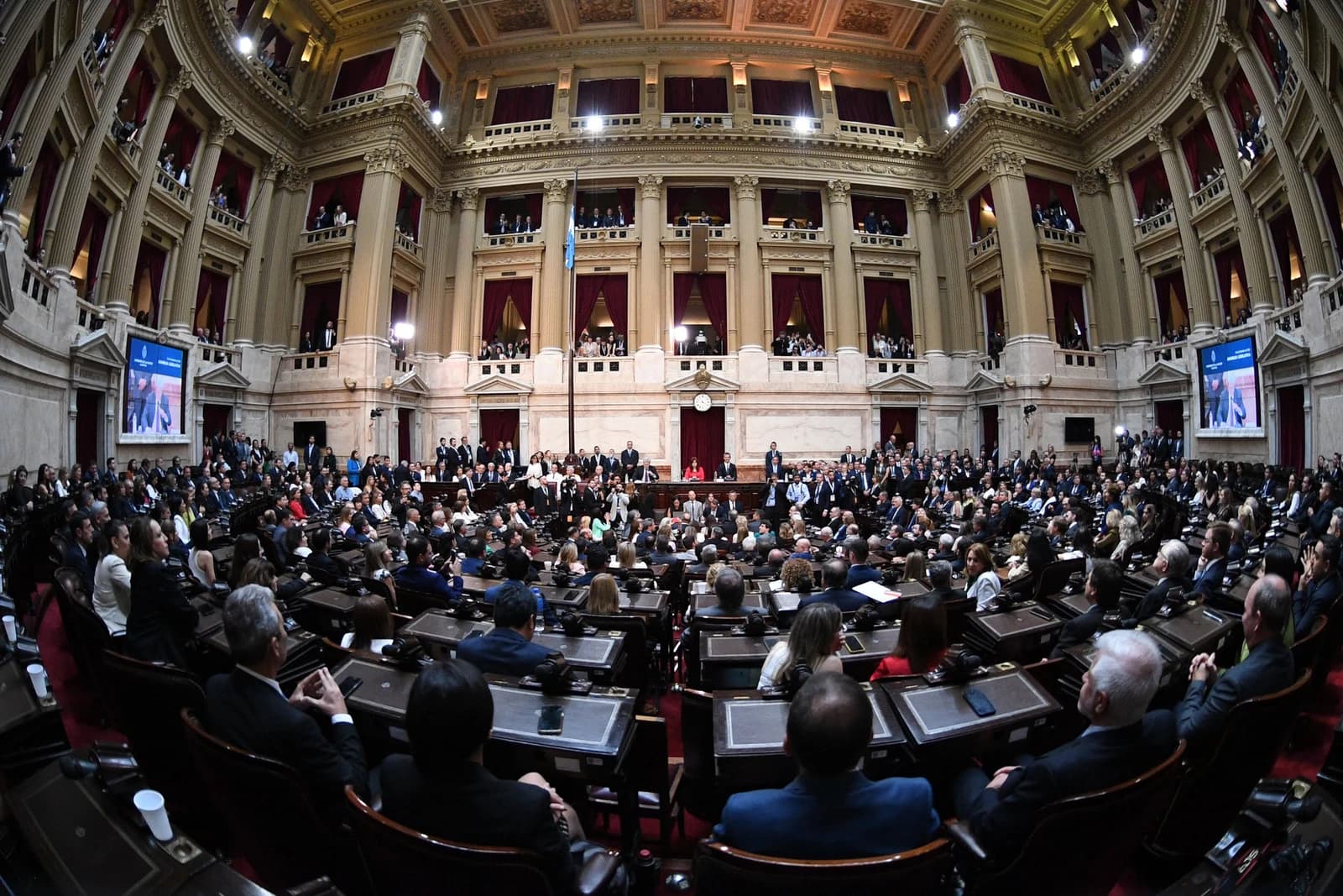 Javier Milei, President of Argentina, delivering an inaugural address to an assembly.