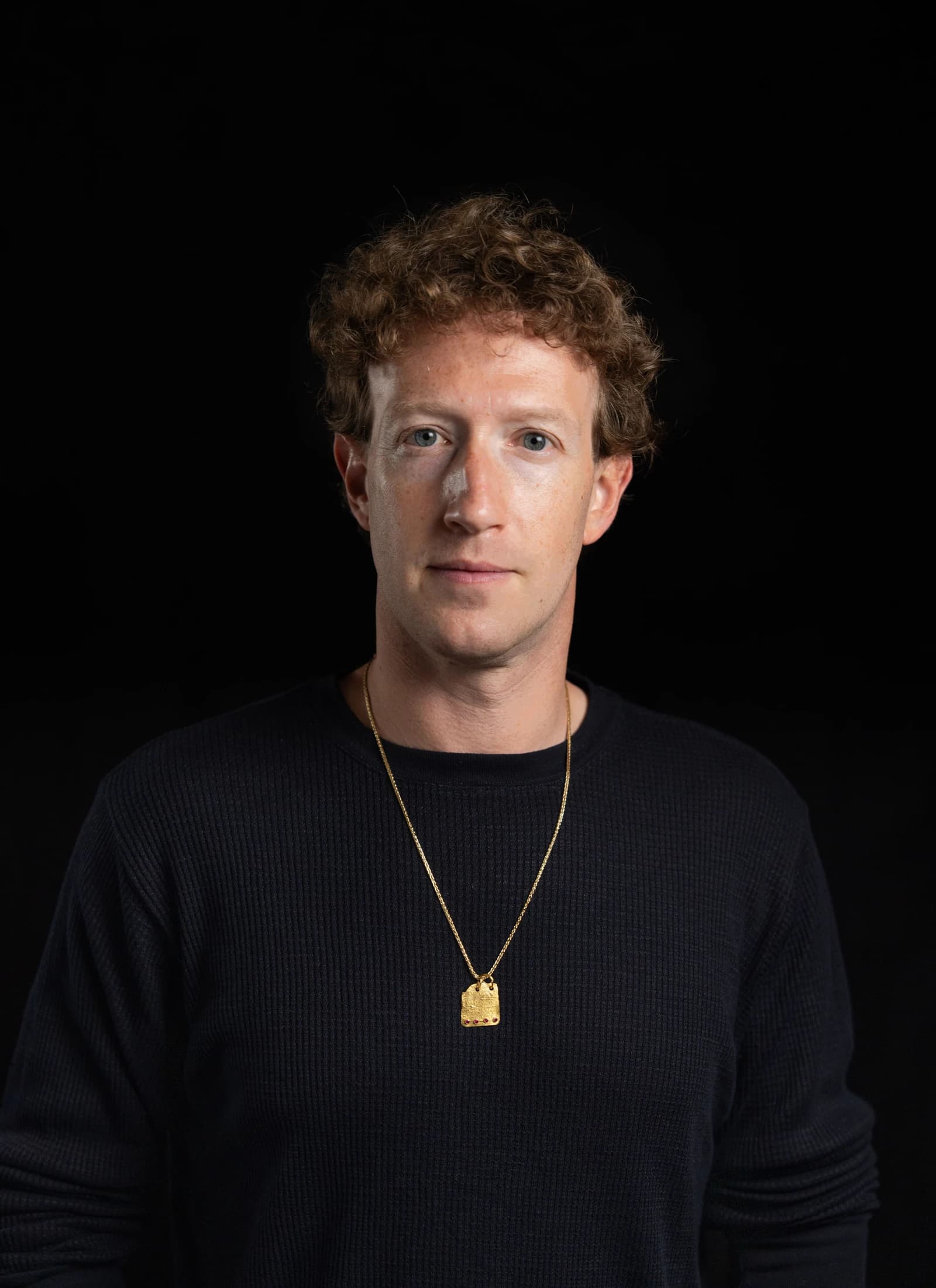 Mark Zuckerberg, CEO of Meta Platforms, stands looking forward in a studio setting.