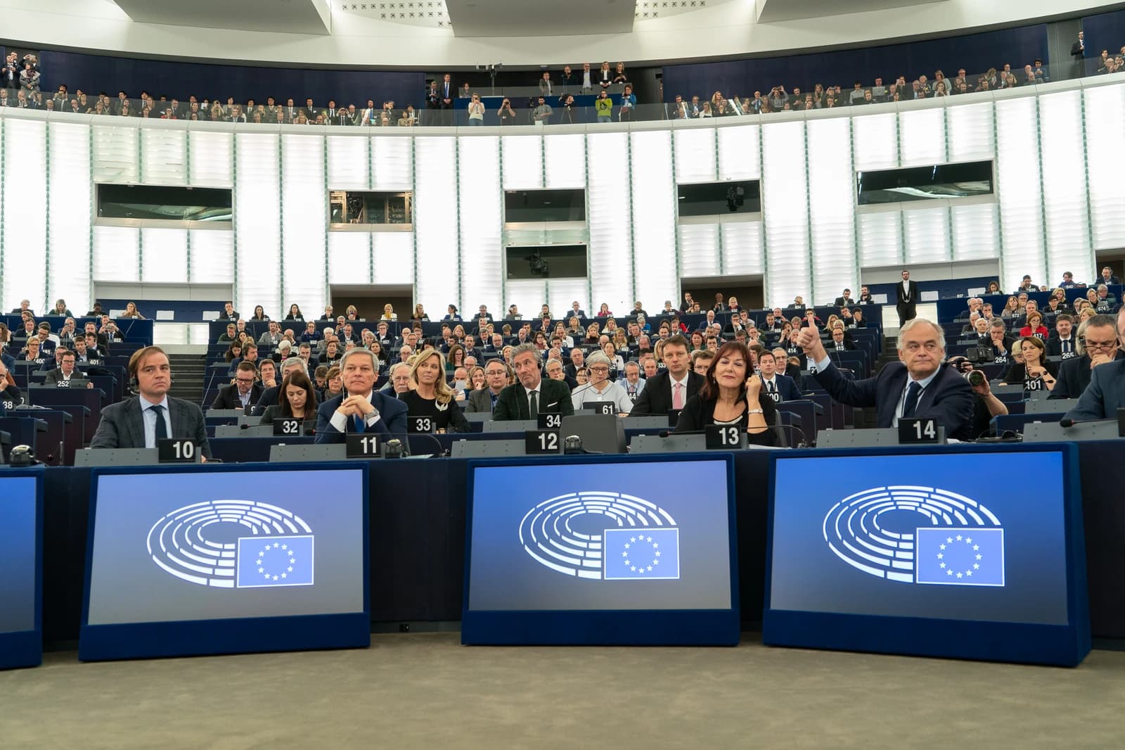 Members of the European Parliament seated in the chamber during a session.