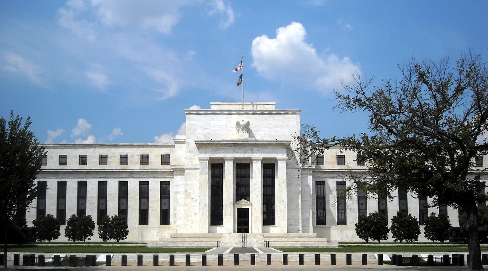 Exterior view of the Marriner S. Eccles Federal Reserve Board Building.