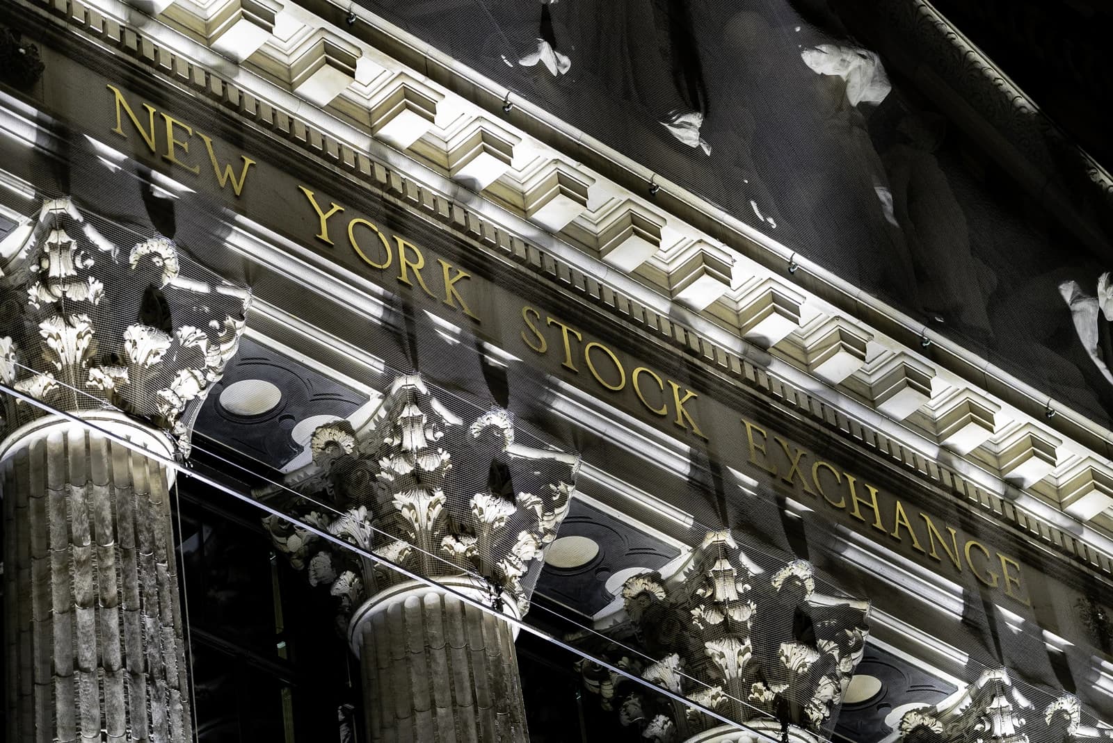 Sign on the facade of the New York Stock Exchange building on Broad Street.
