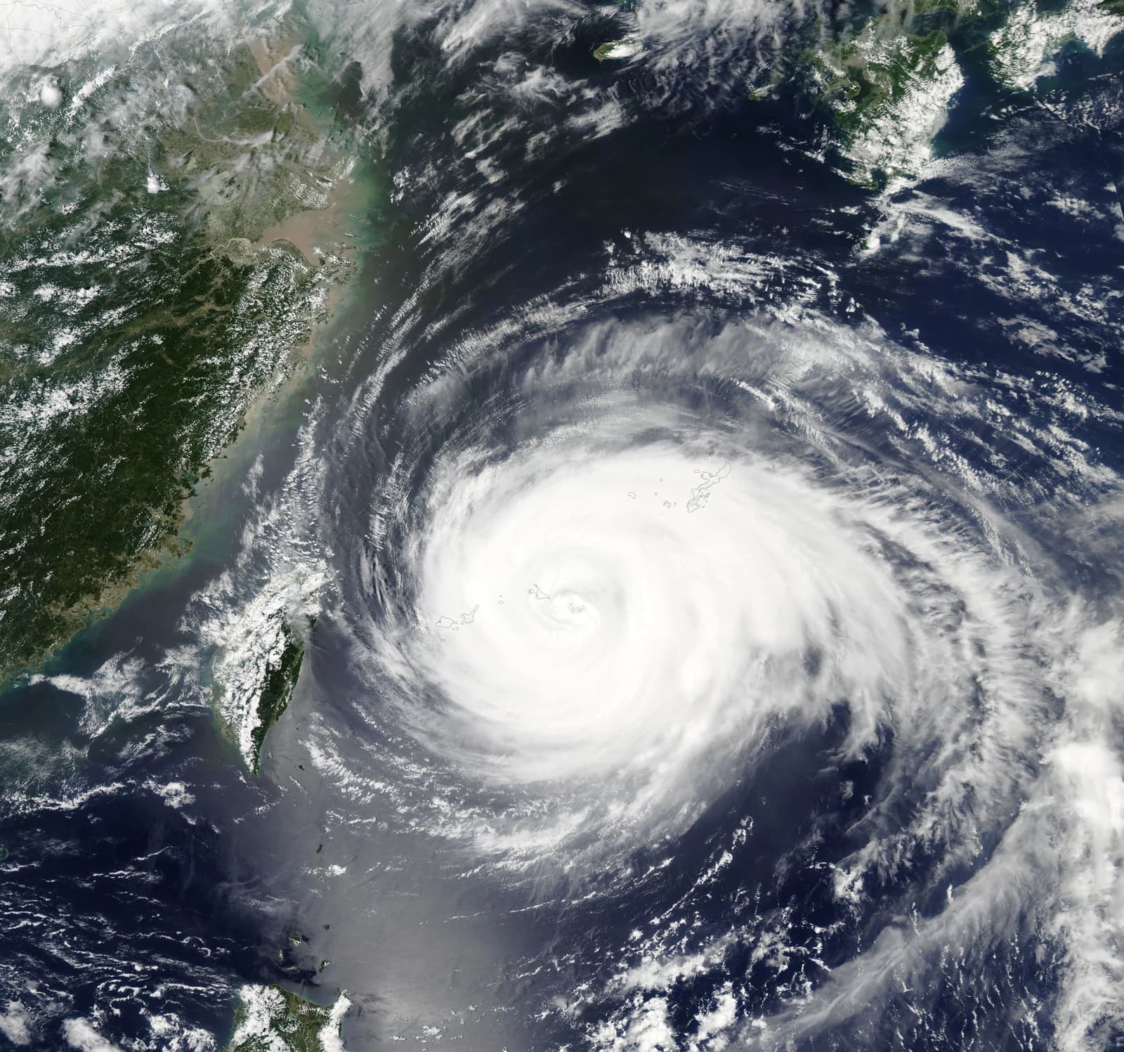 Satellite view of Typhoon Maria swirling off the coast of East Asia.