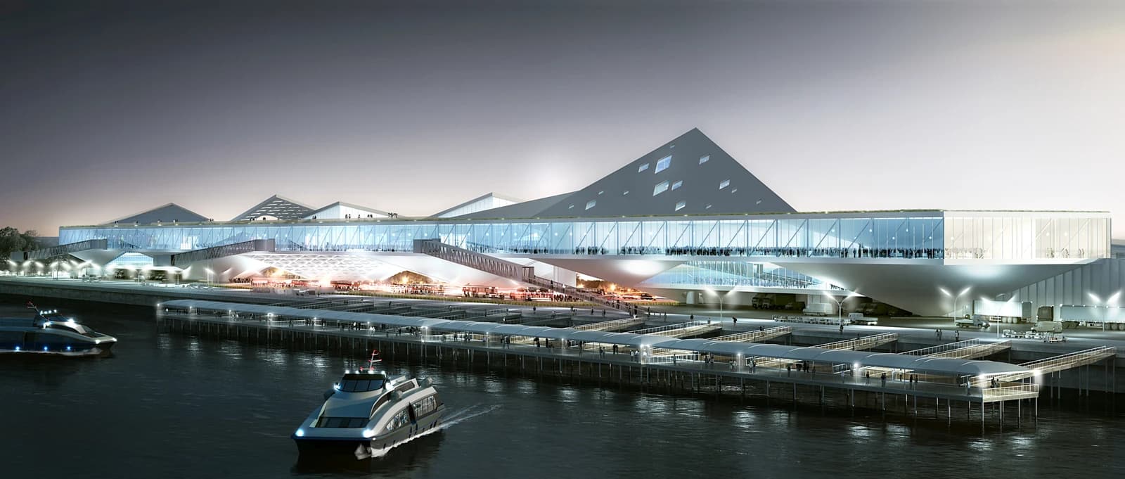 Port of Kinmen Passenger Service Center, a modern building with a large glass facade.