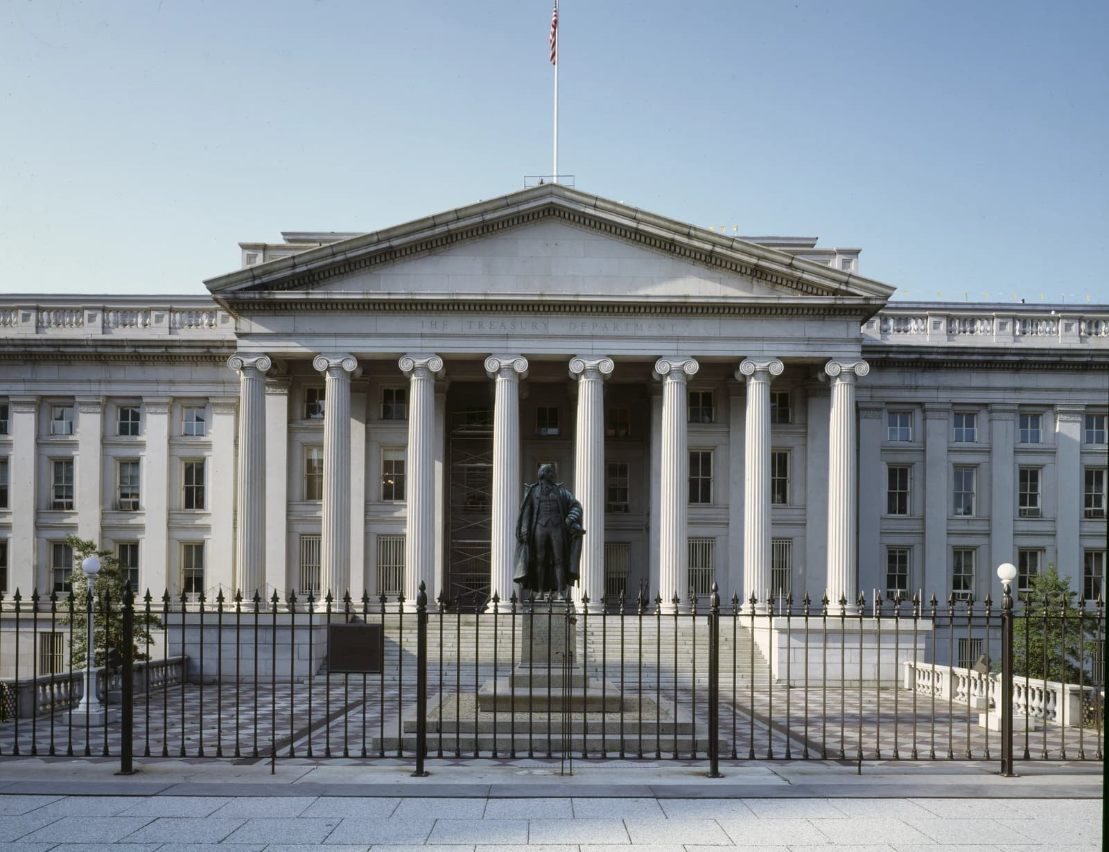 Exterior view of the U.S. Treasury Department Building in Washington, D.C.