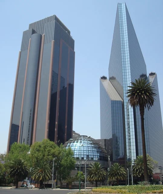 Exterior of the Bolsa Mexicana de Valores building, a stock exchange.