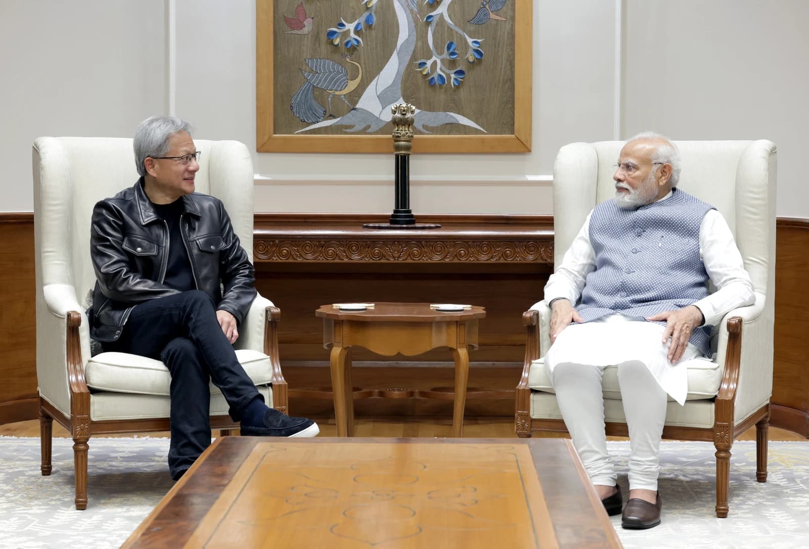 Jensen Huang, CEO of Nvidia, meeting with Indian Prime Minister Narendra Modi.