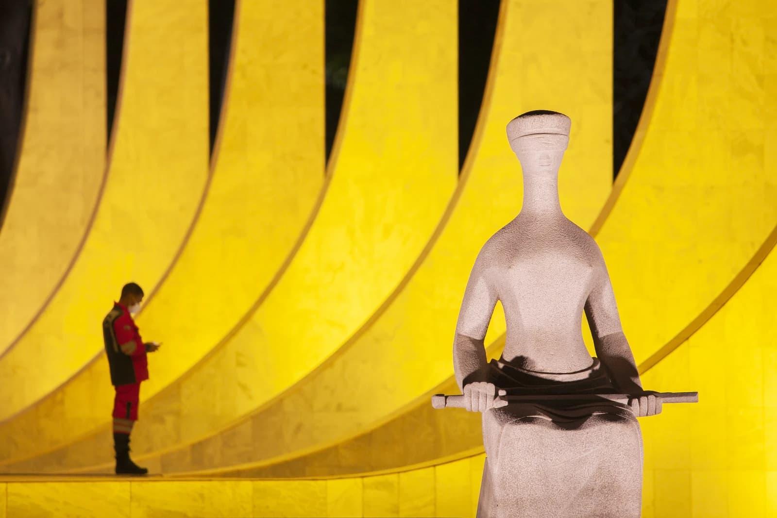 Statue of Justice outside the Supreme Federal Court building in Brasilia, Brazil.