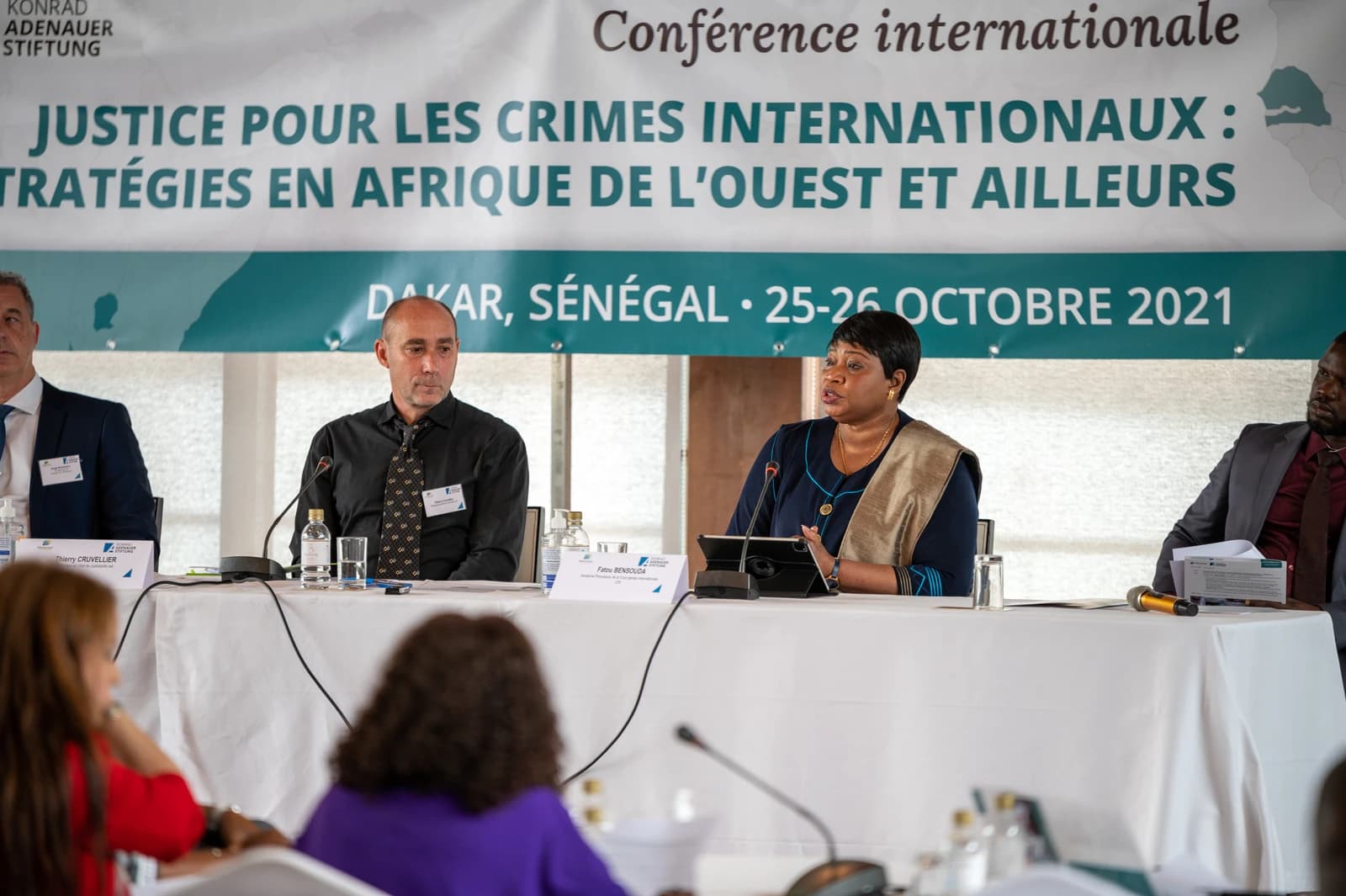 Fatou Bensouda, former ICC Prosecutor, speaking at a panel discussion.