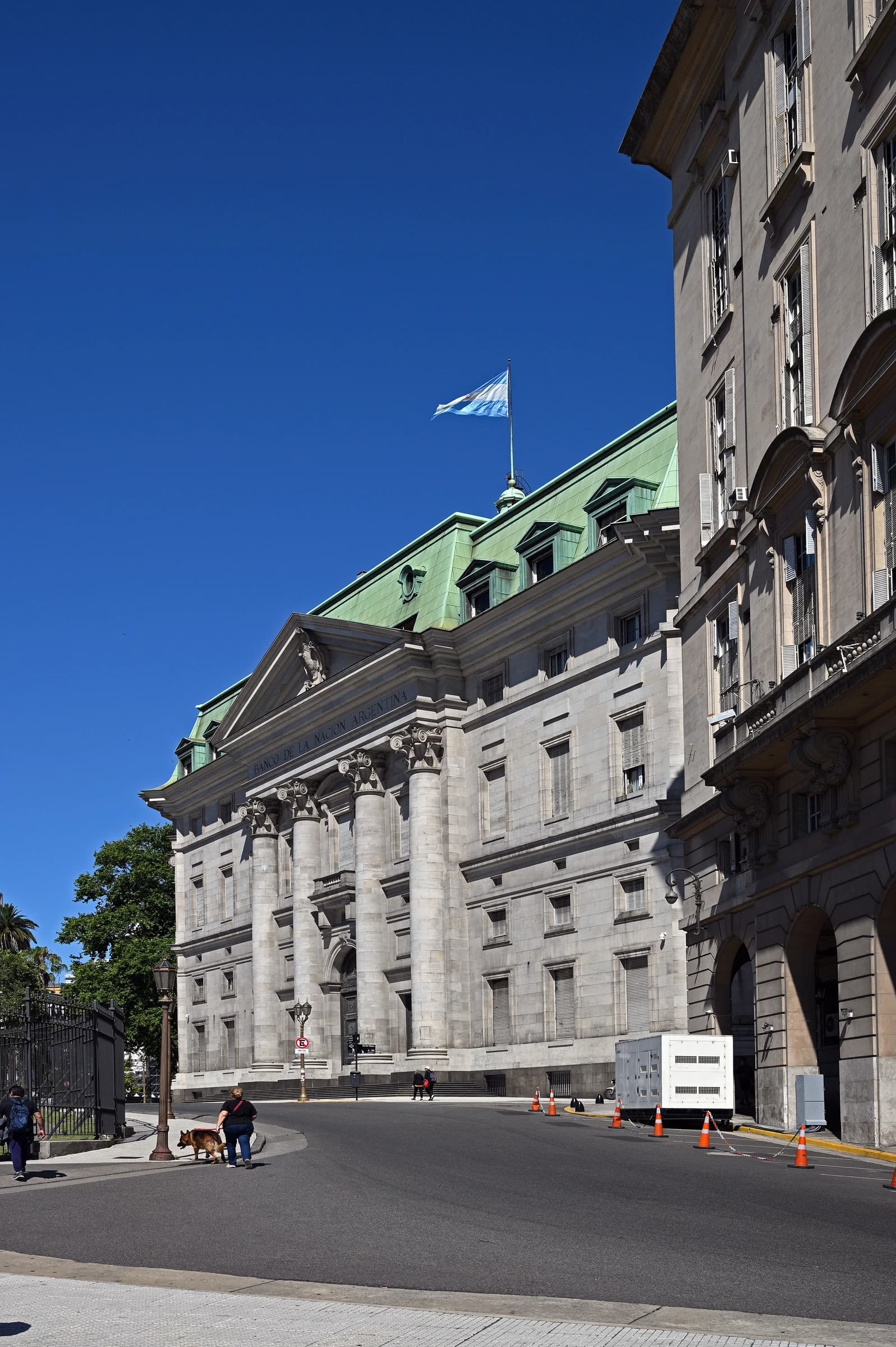 Exterior of the Banco de la Nación Argentina building in Buenos Aires, Argentina.