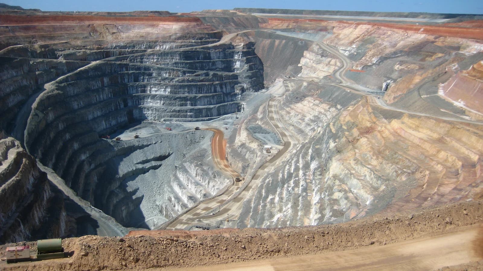 Sunrise Dam Gold Mine open pit, an extensive excavation site in Western Australia.