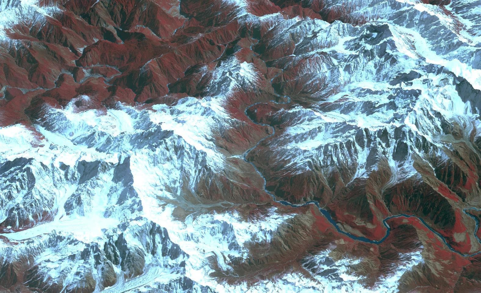 Aerial view of the Yarlung Zangbo Grand Canyon in Tibet.