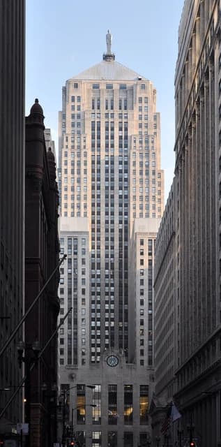 Exterior view of the Chicago Board of Trade Building.