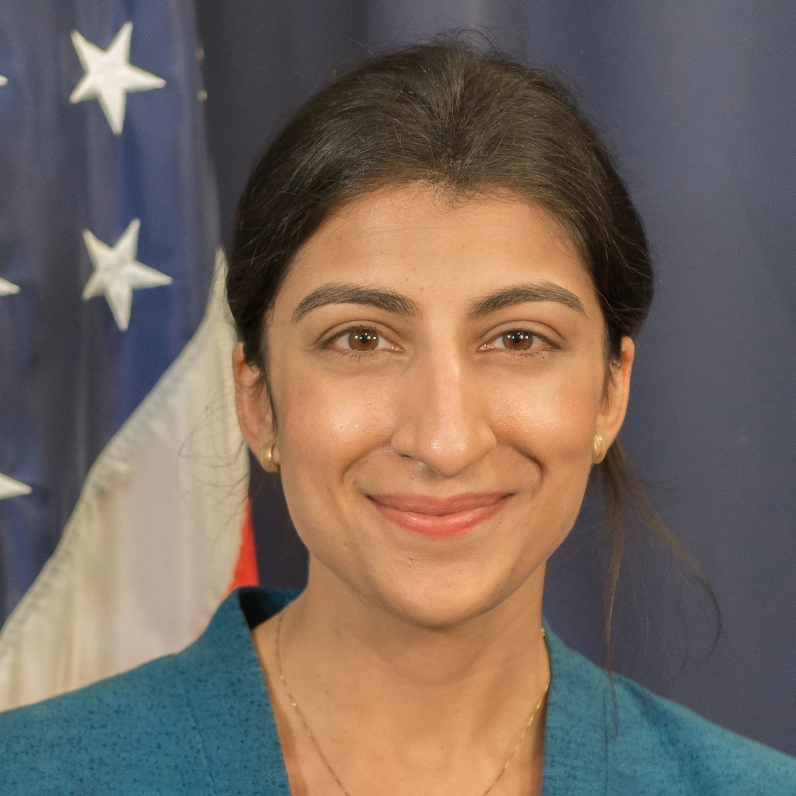 Lina Khan, Chair of the Federal Trade Commission, poses for an official portrait.