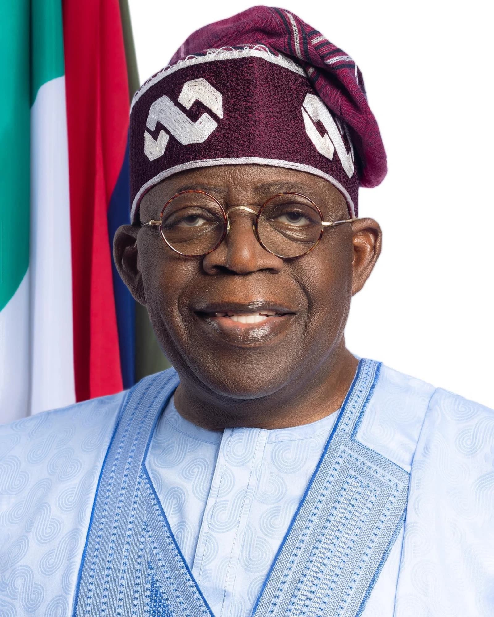 Bola Tinubu, President of Nigeria, wearing traditional attire.