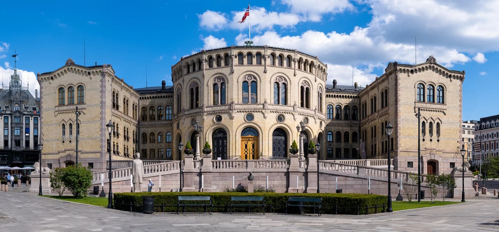 The Storting building, Norway's parliament, located in Oslo.