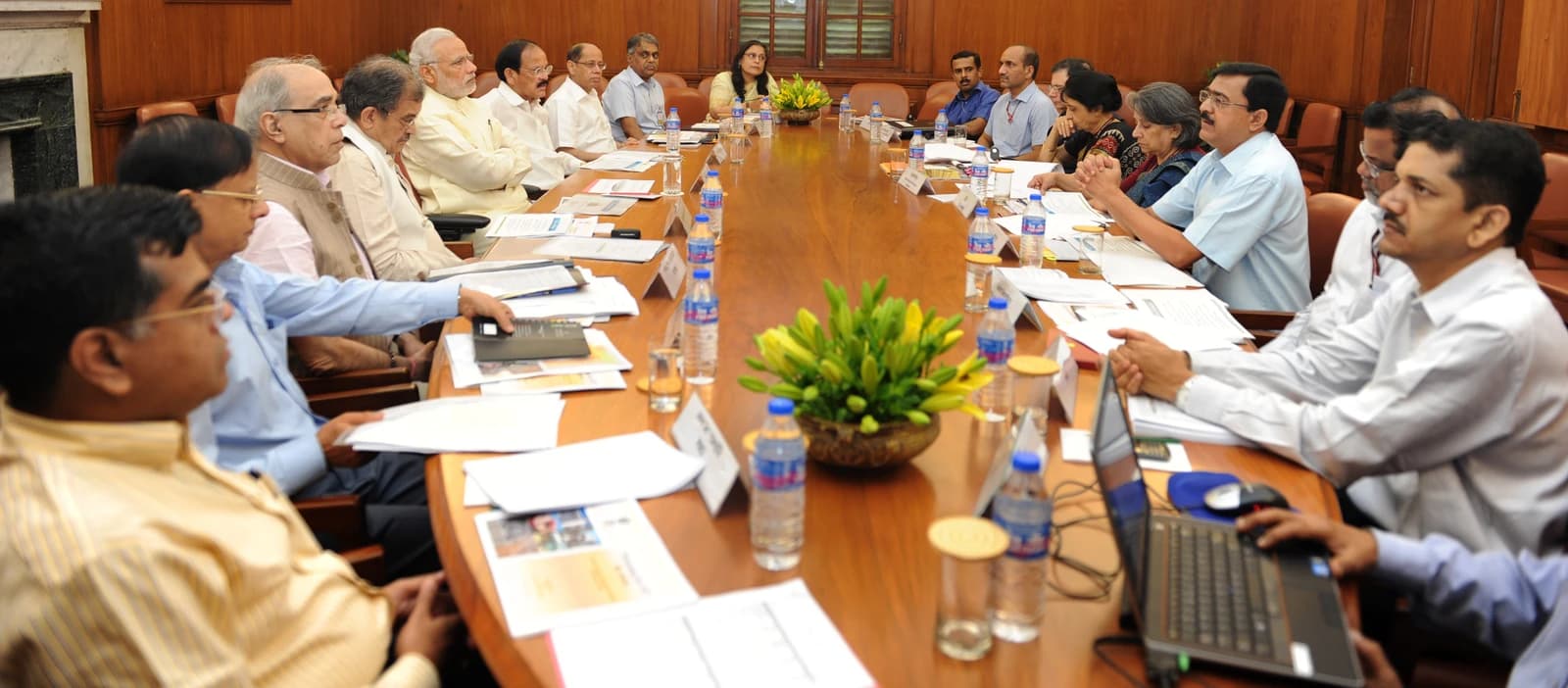 Narendra Modi, Prime Minister of India, chairing a high-level meeting in New Delhi.
