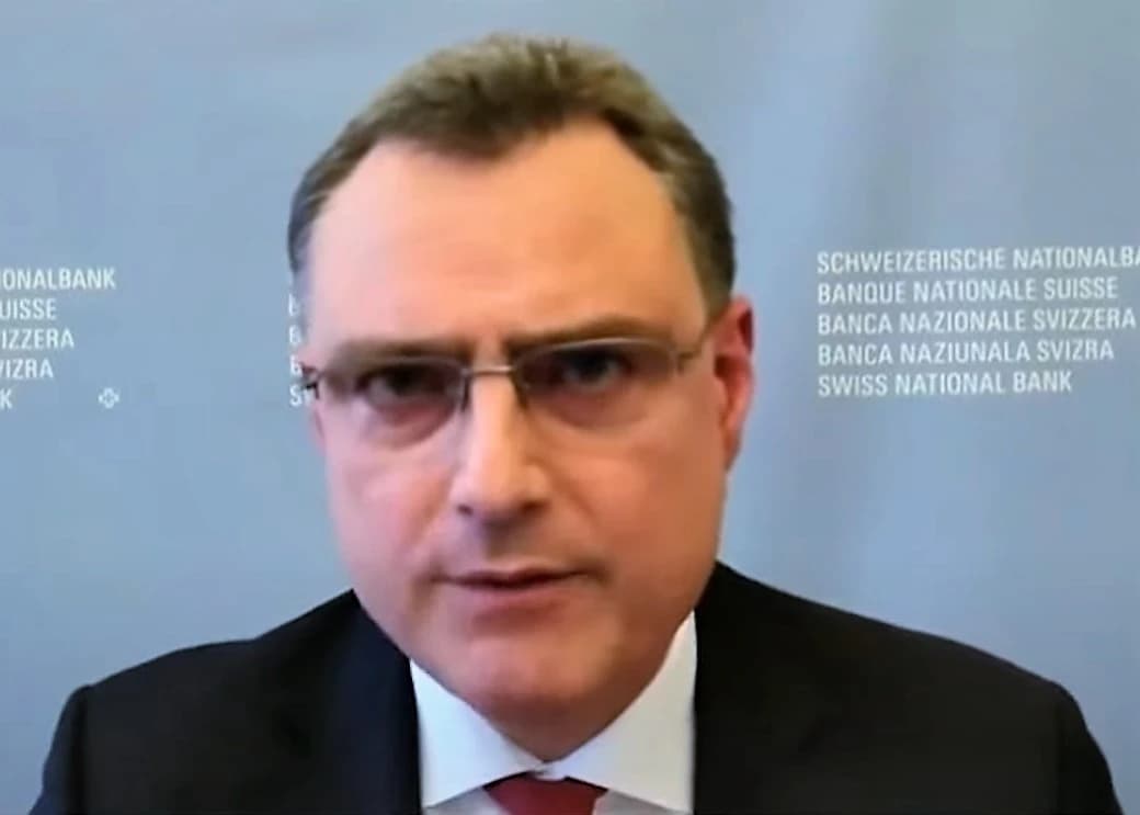 Thomas J. Jordan, Chairman of the Swiss National Bank, speaking at an event.