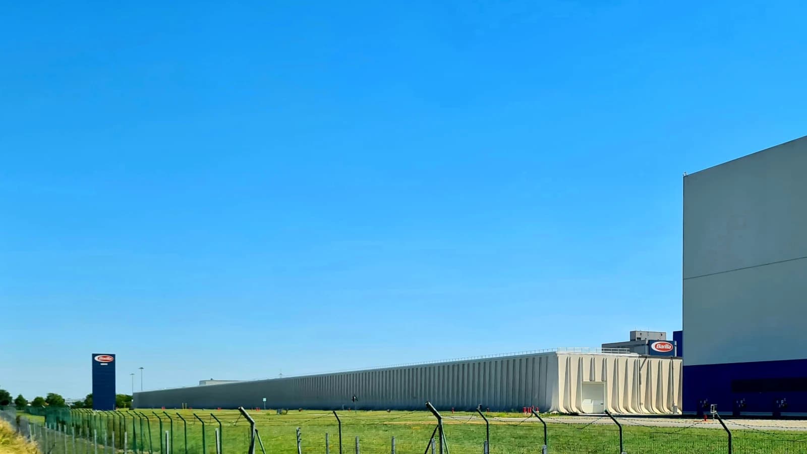 Exterior view of Barilla's headquarters and factory in Parma, Italy.
