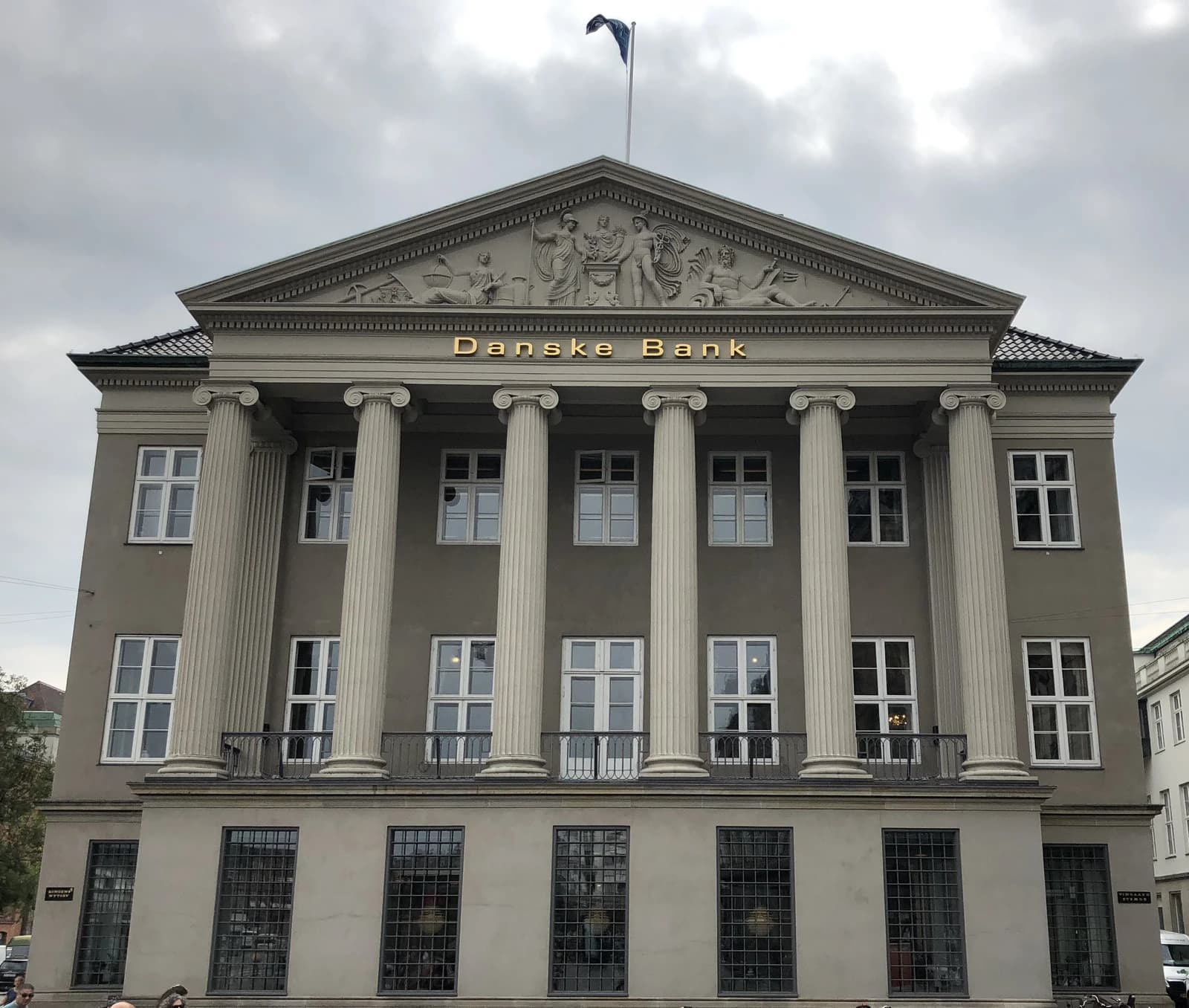 Exterior view of the Danske Bank building in Copenhagen, Denmark.