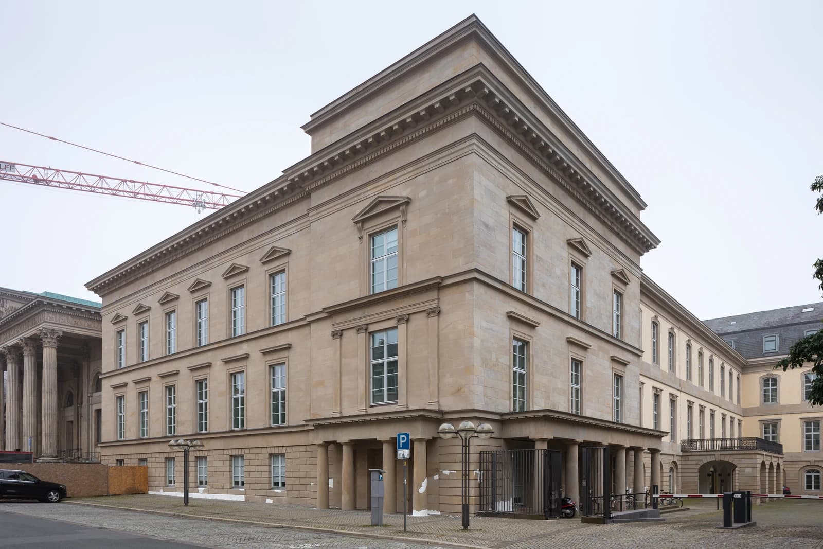 Leineschloss parliament building in Hannover, Germany, from an exterior street view.