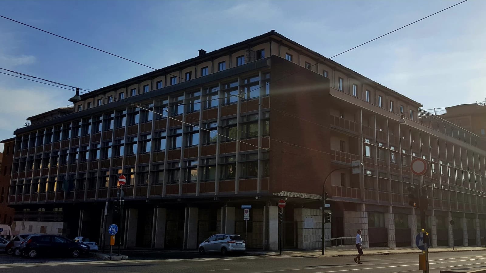 Building of the Department of Finance in Rome, Italy, under a clear sky.