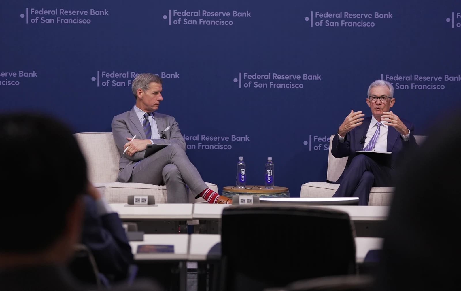 Jerome Powell, Chairman of the Federal Reserve, speaking at a macroeconomic policy conference.