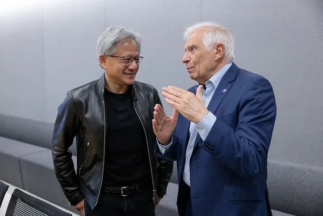 Josep Borrell, European High Representative, speaking with Jensen Huang, NVIDIA CEO.