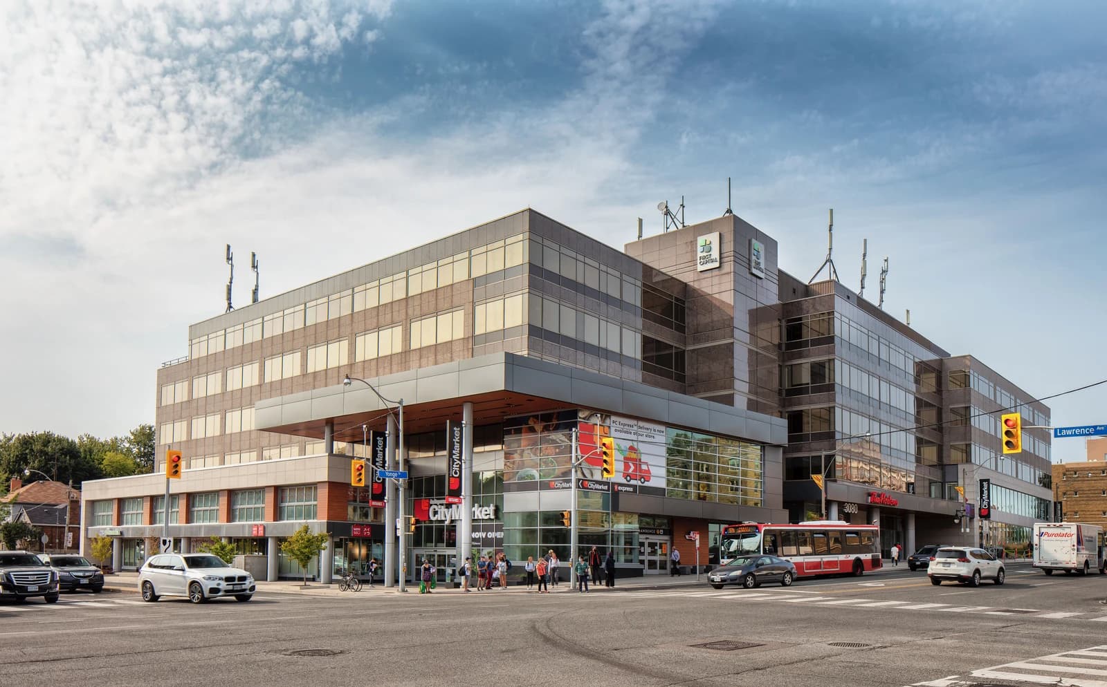 Exterior view of 3080 Yonge Street building, home to City Market and offices.
