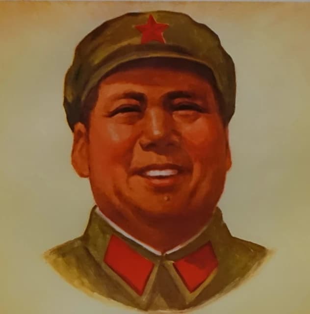 Mao Zedong, Chairman of the Communist Party of China, depicted in a lithograph.