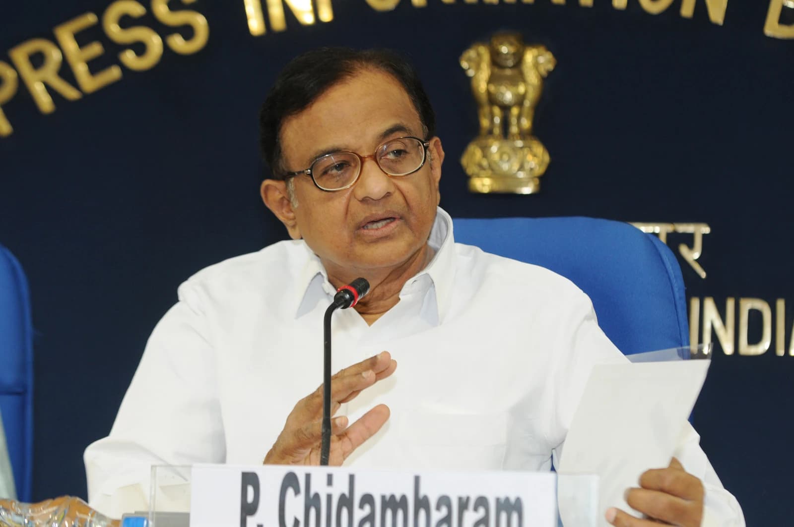 P. Chidambaram, Union Finance Minister, addressing a press conference in New Delhi.