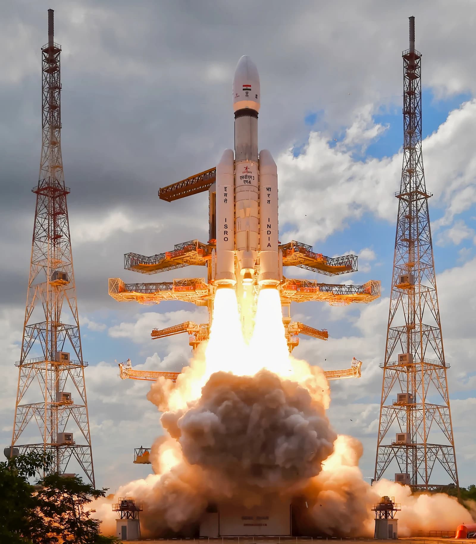 LVM3 M4 rocket launching from the Second Launch Pad at SDSC-SHAR, Sriharikota.