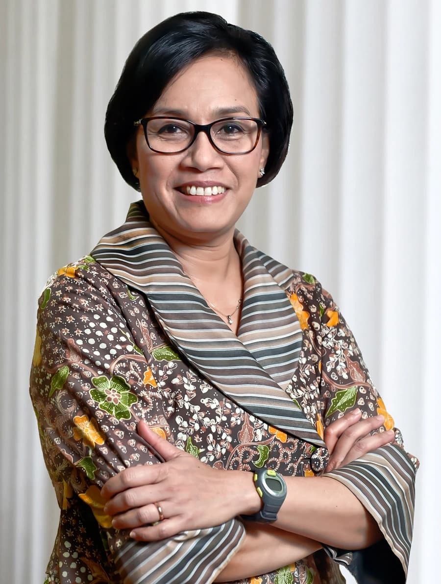 Sri Mulyani Indrawati, Indonesian Minister of Finance, smiling and posing for a portrait.