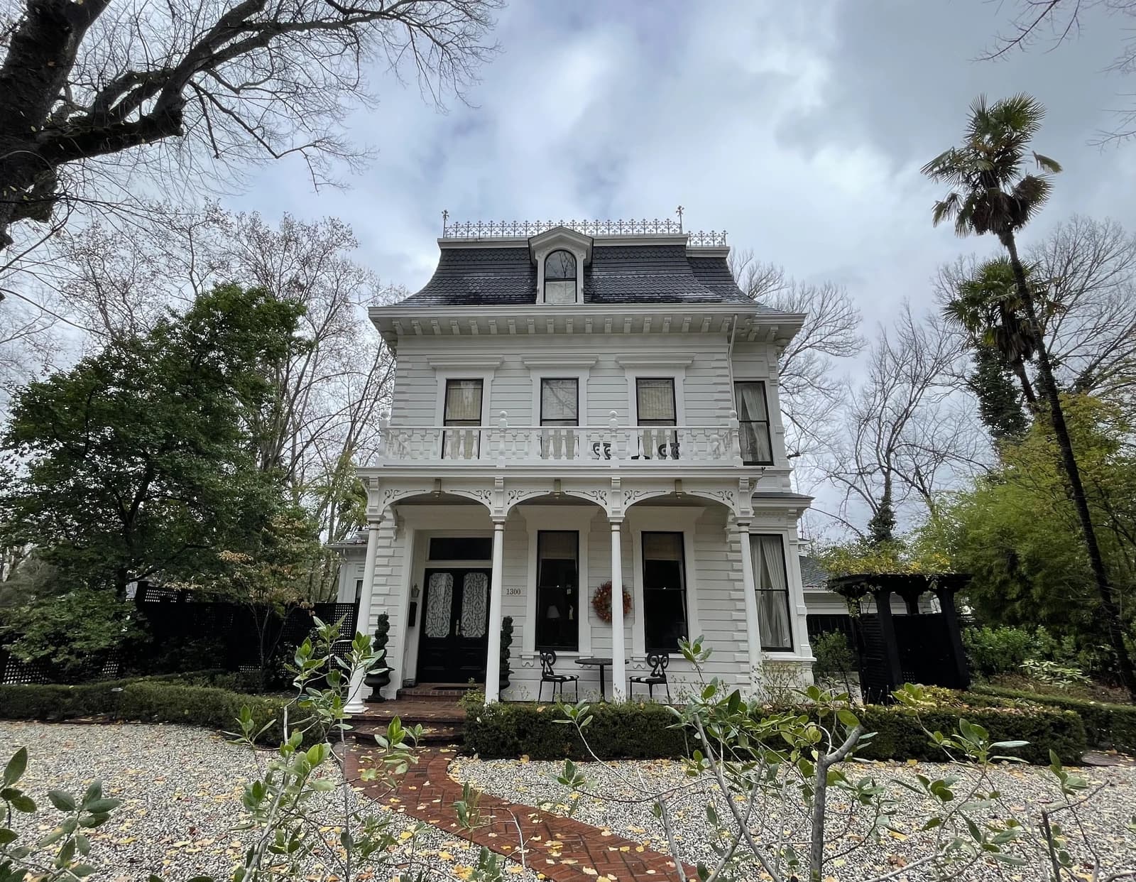 Judge Augustus C. Palmer House, a historic white residence, in Calistoga, California.