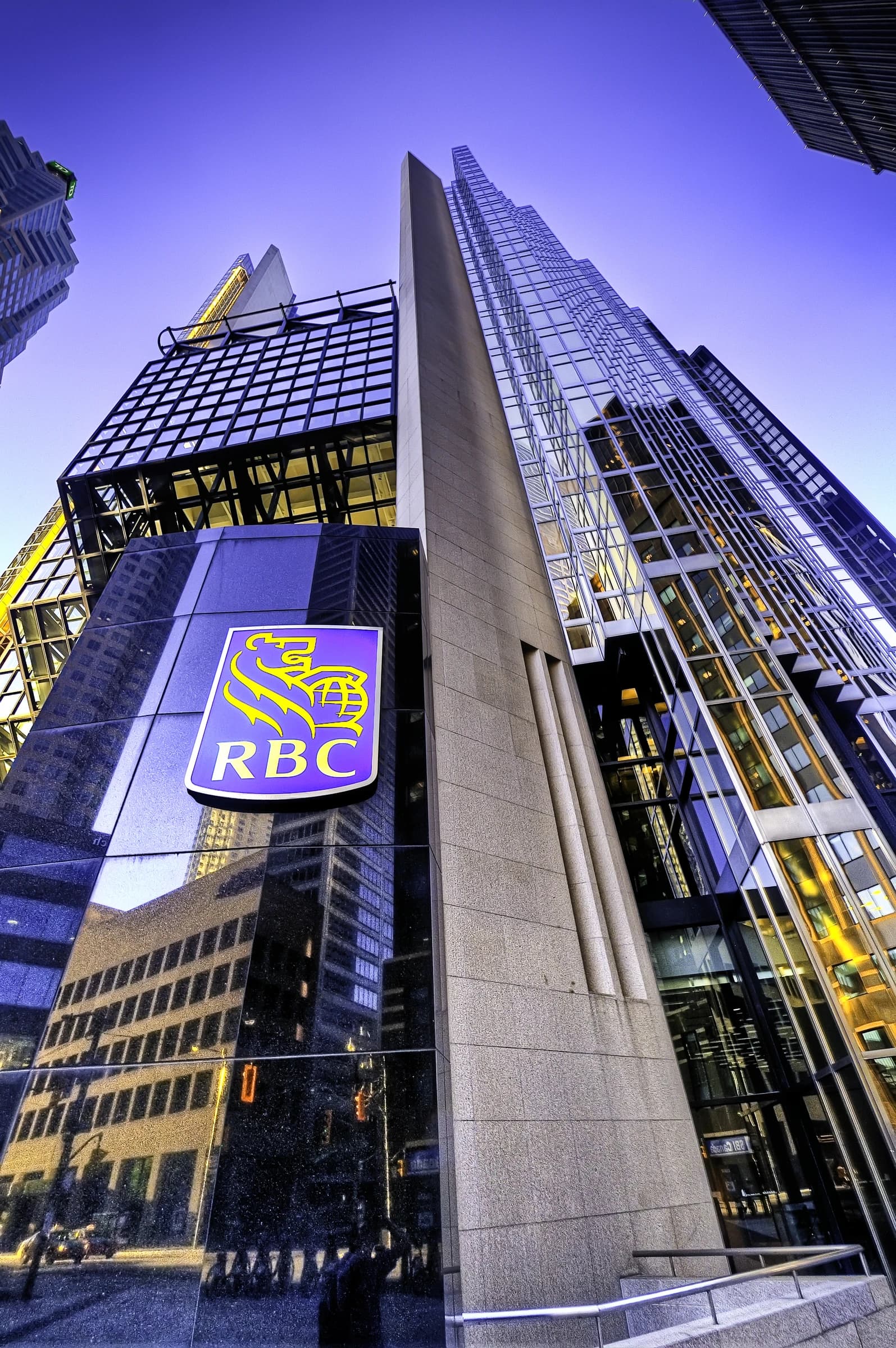 The Royal Bank Plaza building in Toronto, Canada, with RBC logo.