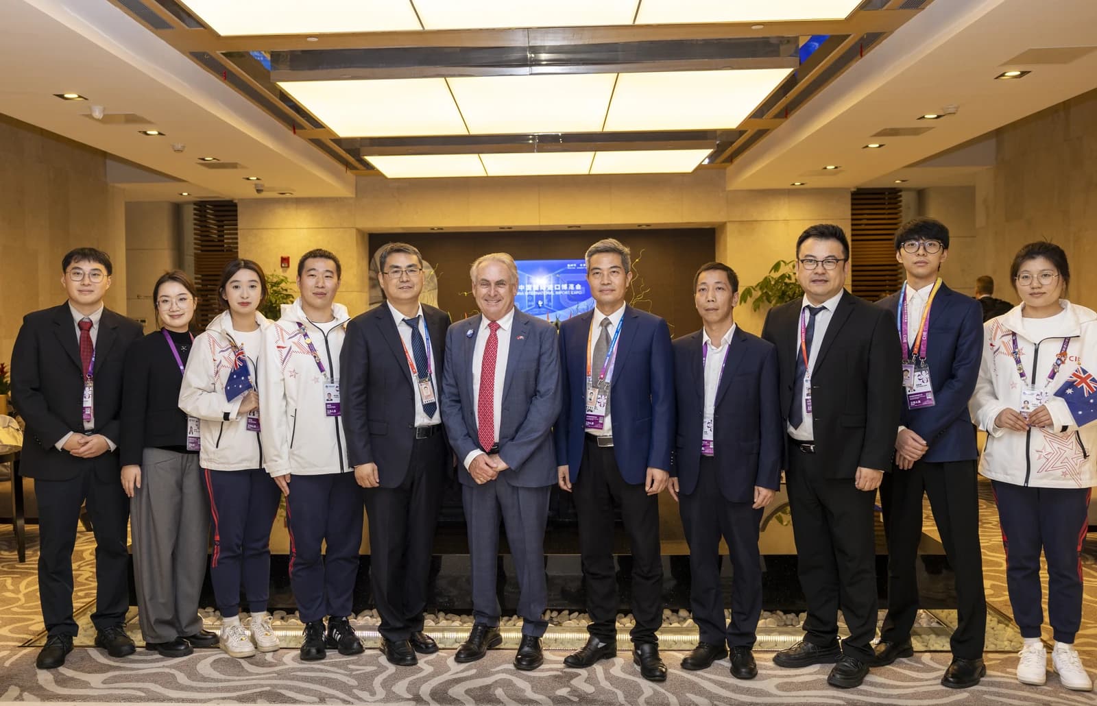 Senator Don Farrell with several individuals at an event in Shanghai, China.