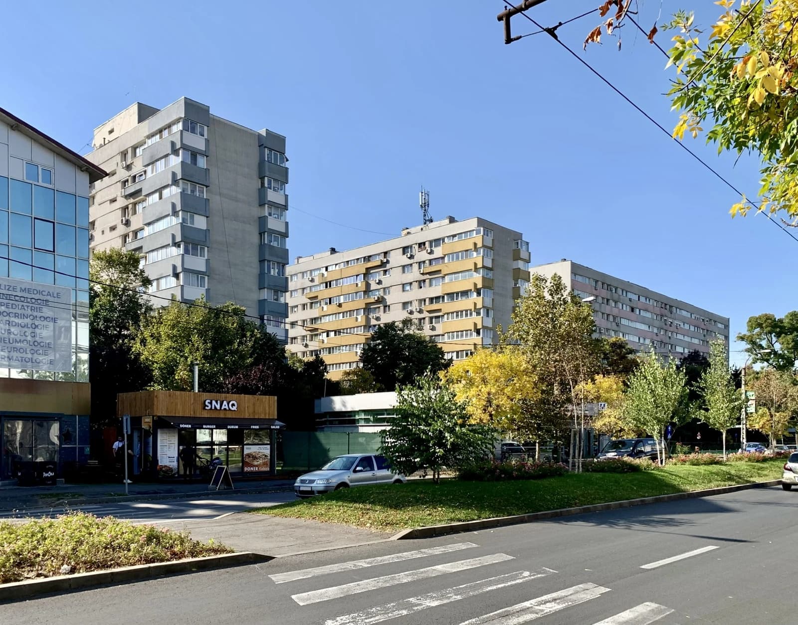 Apartment buildings from the 1960s lining Bulevardul Bucureștii Noi in Bucharest, Romania.
